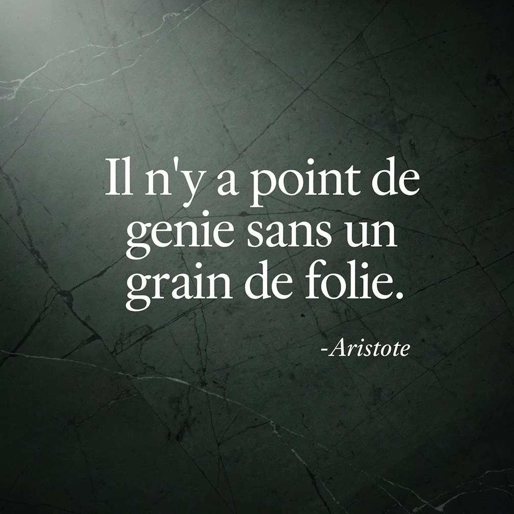 Citation d Aristote : Il n y a point de genie sans un grain de folie - verbiage.fr