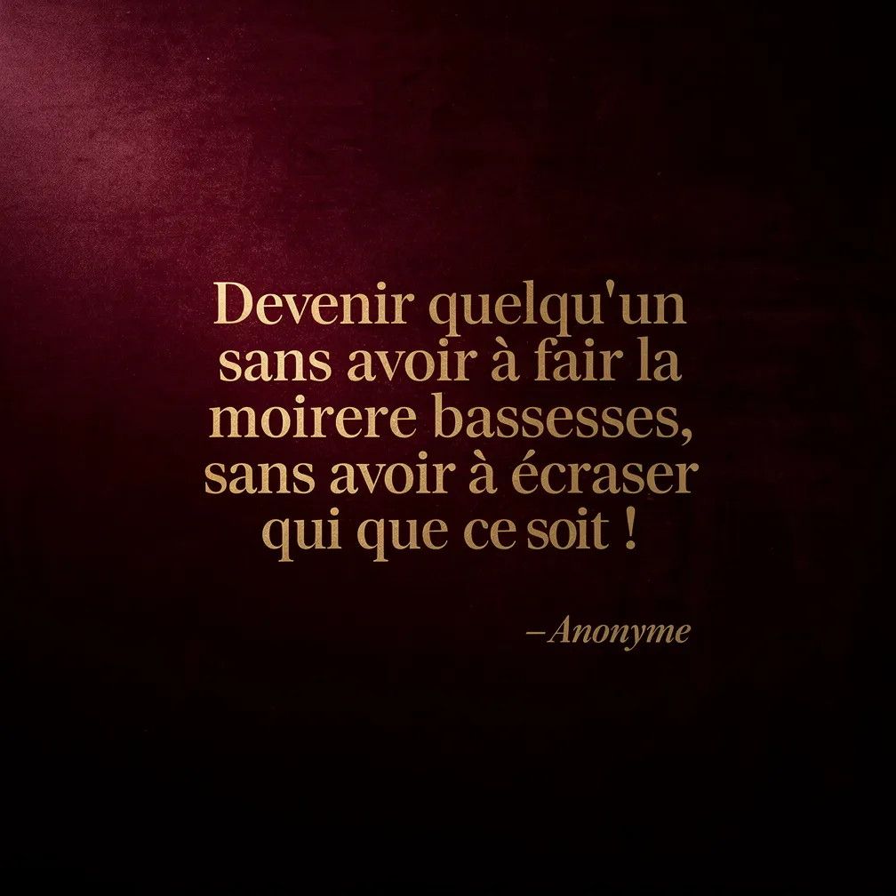 Citation inspirante : Devenir quelqu'un sans avoir a ecraser qui que ce soit - verbiage.fr