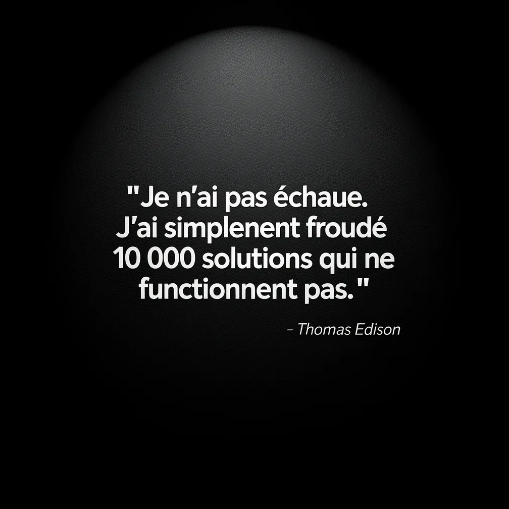 Citation de Thomas Edison : J'ai simplement trouve 10000 solutions qui ne fonctionnent pas - verbiage.fr