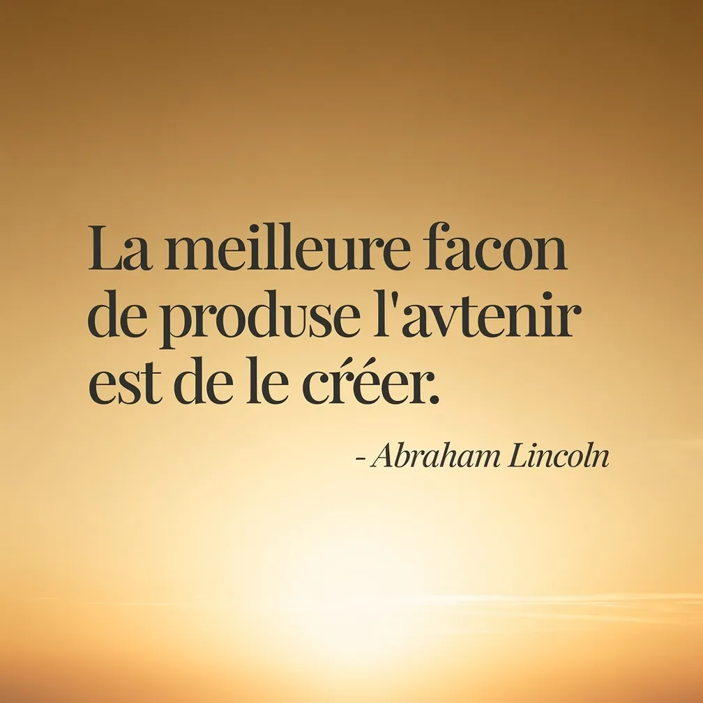 Citation d'Abraham Lincoln : La meilleure facon de produire l'avenir est de le creer - verbiage.fr